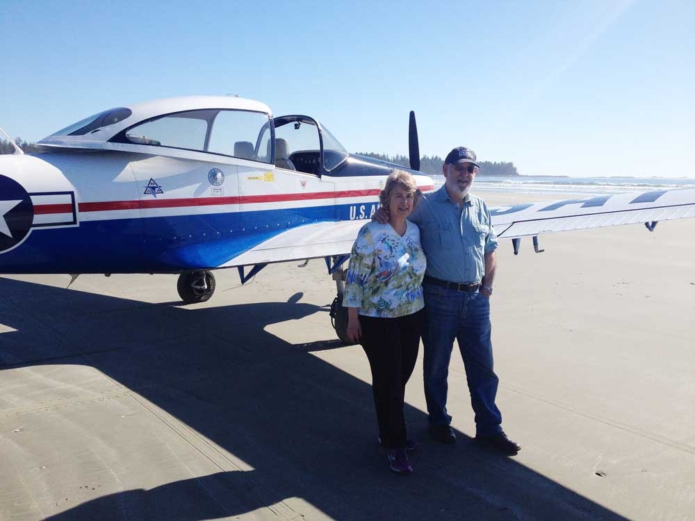 The author and his wife Carla on the beach at Vargas Island.