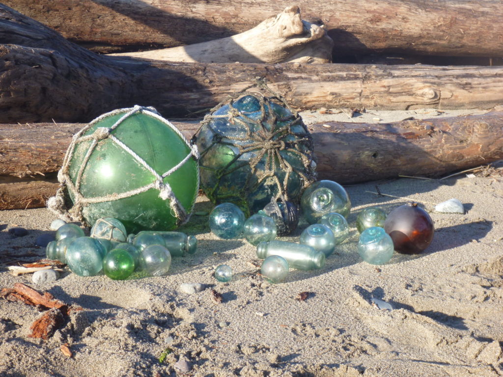 Japanese Glass Fishing Float Ukidama Buoy Ball Vtg Bindama Clear