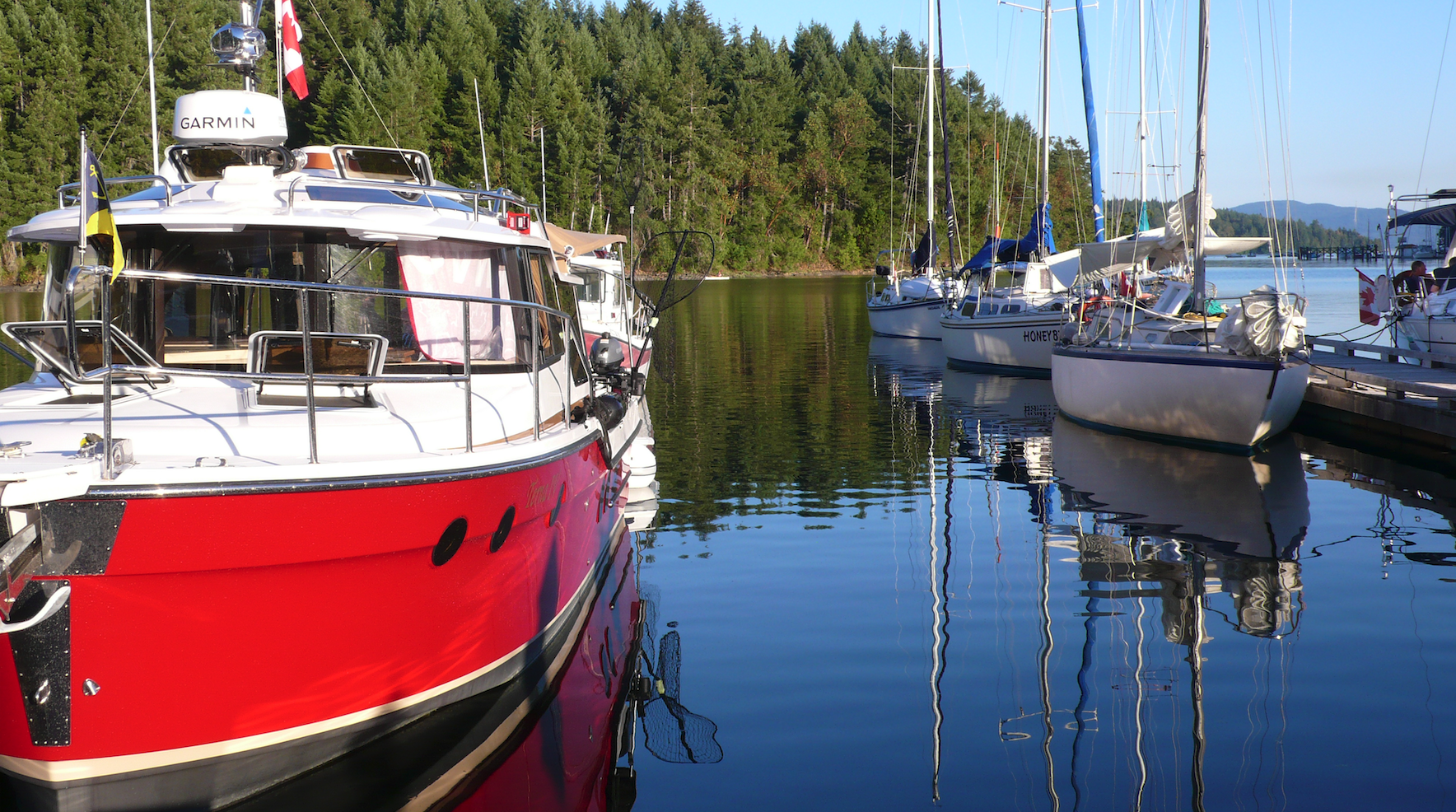 Docked sailboats ins British Columbia Canada