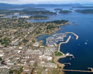 A overview shot of Sidney, BC 