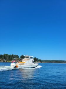 Boat heading out into open water
