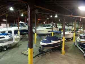 Warehouse full of boats