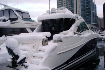 Boat covered in frost
