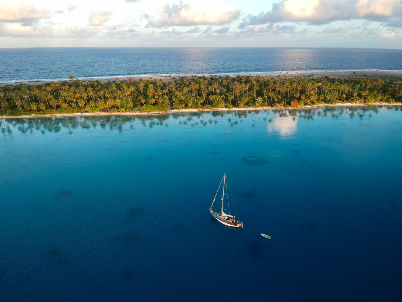 At anchor in the Tuamotu